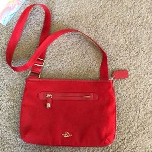 Coach crossbody purse red canvas nylon